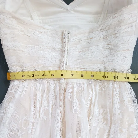 Anthropologie BHLDN Whispers + Echos Freesia lace strapless wedding gown - Picture 12 of 16